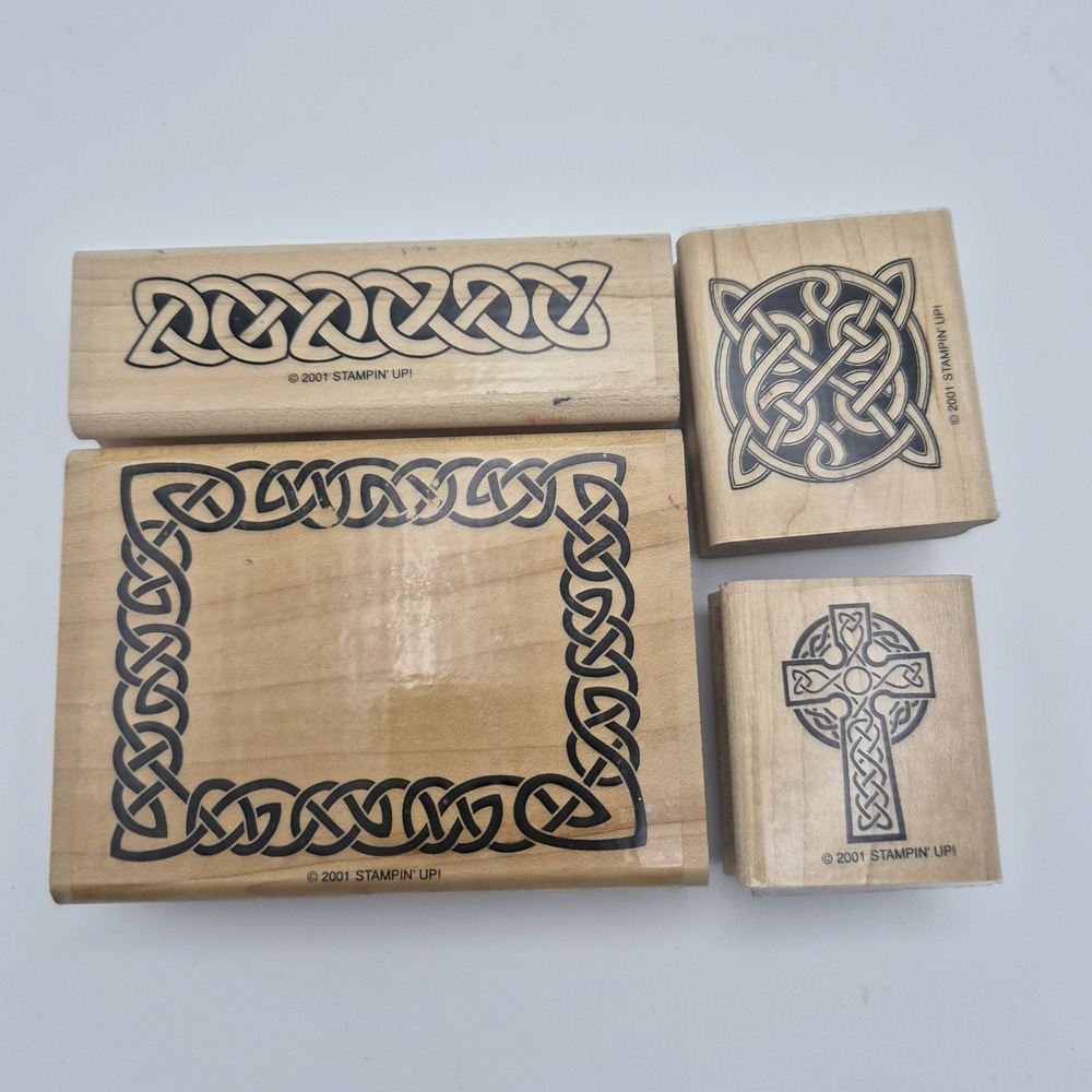 Stampin' Up! 2001 Celtic Knots Rubber Stamp Set of 4 Wood Mounted Retired